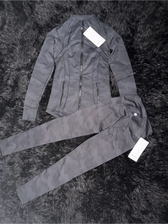 lululemon athletica Jackets & Blazers - lululemon athletica Charcoal Camo Zip Bomber set Jacket/leggin